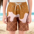 thumbnail image 2 of XUELUO Boys Pants Kids Summer Cartoon Ice Cream Print Elastic Waist Drawstring Loose Shorts Streetwear,Gold,5-6 Years, 2 of 4