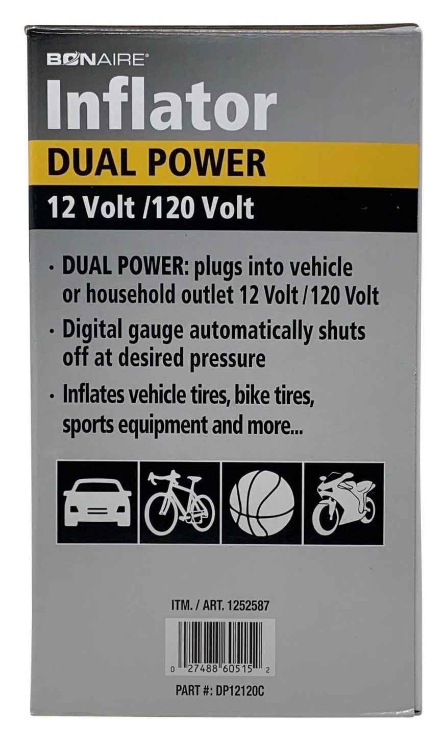 Bonaire 12 Volt/120 Volt Dual Power Tire Inflator