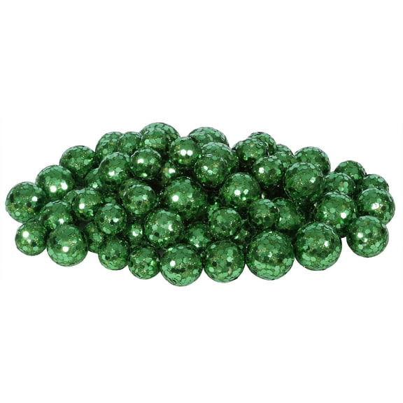 Vickerman 20MM/25MM/30MM Emerald Glitter Polystyrene Ball Christmas Ornament, 72 per Bag