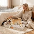thumbnail image 4 of Exclusivo Mezcla Orthopedic Dog Bed with Washable Cover 42"x28", Jacquard Fluff Pet Sofa Bed with 2-Sided Bolsters for Large Dogs, Ivory, 4 of 9