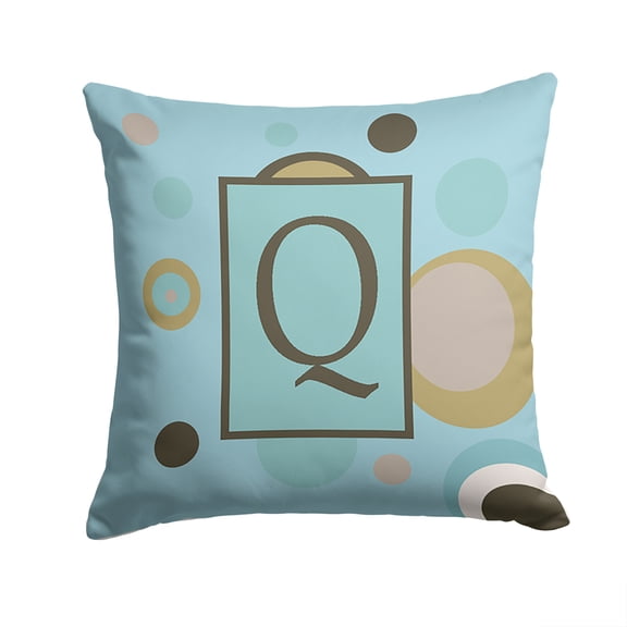 Carolines Treasures CJ1013-QPW1414 Monogram - Initial Q Blue Dots Decorative   Canvas Fabric Pillow CJ1013 14Hx14W