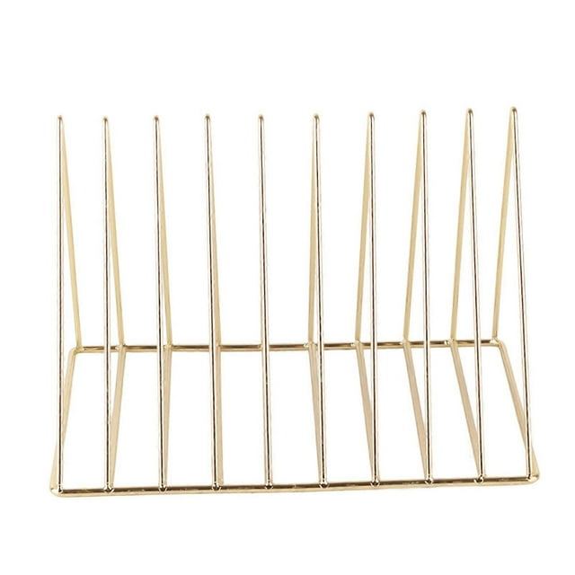 Creative Metal Triangle Iron Desktop Bookshelf Rack Holder for Books Magazine (Golden)