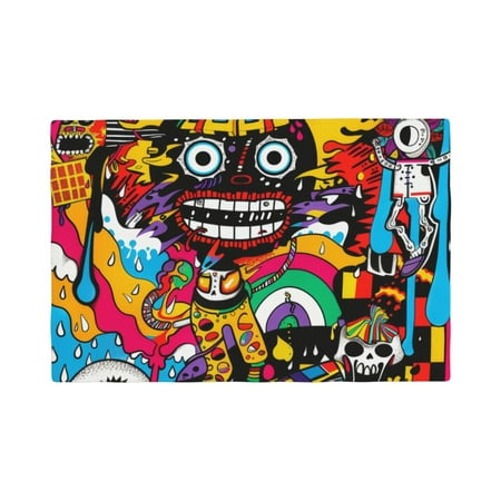 

Placemats Set of 6 Colorful Abstract Street Art Place mats for Dining Table Indoor/Outdoor Cute Heat Resistant Washable Table Mats(18 x 12 )