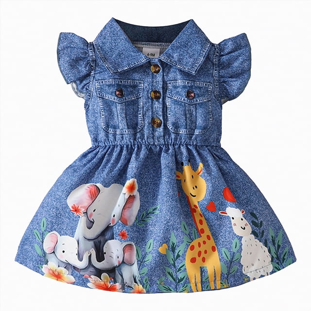 gdxvjhbj Robe Préado Bébé Fille Robe Papillon Tutu à Volants Sans Manches Robes Robe de Fête 9 12 Mois (Bleu,9-12 Months)