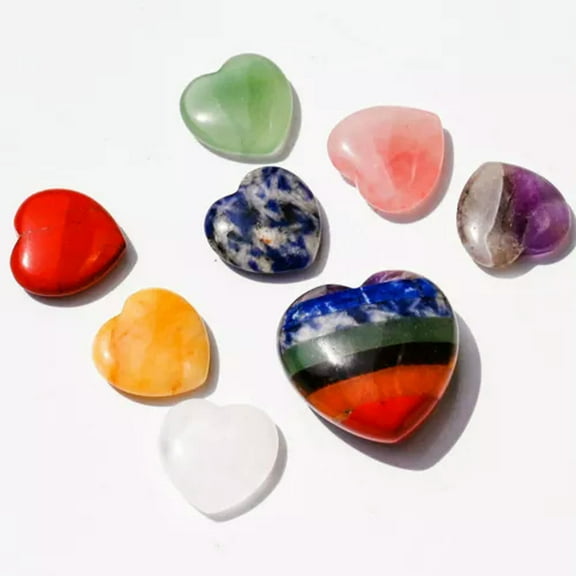 EOEMY Set Of 36 Rare Healing Crystal Natural Gemstone Reiki Chakra Collection Stone-Style 6- Mixed Color Heart