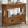 thumbnail image 3 of 36 Inch Country Farmhouse Console Table with 4 Drawers and 1 Storage Shelf Pine Wood Suitable for Entryway Entrance Living Room Bedroom Hallway Kitchen (Brown), 3 of 5