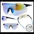 thumbnail image 3 of Photochromic Clear to Dark Mirrored Sport Shield Wrap Rimless Sunglasses [Black Blue - Blue Mirror], 3 of 9