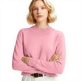 thumbnail image 4 of Sweaters for Women Cozy Crew Neck Long Sleeve Pullover Tops Sweaters Y2k Soft Lightweight Knit Sweater 2025 Pink M, 4 of 5