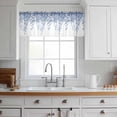 thumbnail image 3 of Eucalyptus Leaves Valance Curtains for Kitchen/Living Room/Bathroom/Bedroom Window, Rod Pocket Small Topper Half Short Window Curtains Voile Sheer Scarf, Navy Blue Summer Botanical Weeping 42"x18", 3 of 8