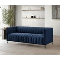 thumbnail image 4 of Home Design Kurtis Square Arm Sofa with Tufted Velvet Upholstery and Gold Metal Legs, Flared Arms, Modern Living Room Seating, Blue, 4 of 6