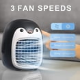thumbnail image 4 of Lindo pingüino ventilador de aire acondicionado portátil, enfriador de aire inalámbrico USB recargable, espacio personal mini evaporativo, humidificador silencioso de 3 velocidades Misting Fa, 4 of 5