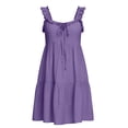 thumbnail image 4 of Smsaxvxz Summer Backless Mini Dresses for Women Fashion Solid V Neck Spaghetti Strap Casual Beach Vacation Sundress Purple XL, 4 of 8