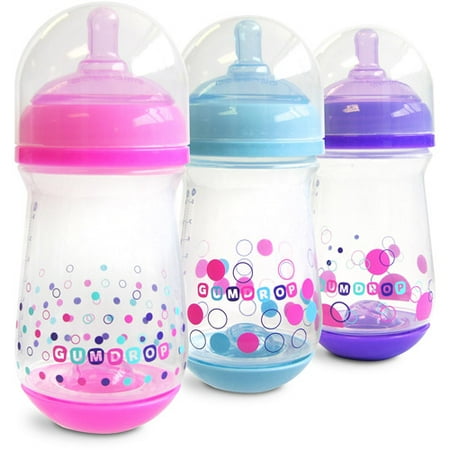 GumDrop 8-oz GentleVent Baby Bottles, Set of 3, BPA-Free