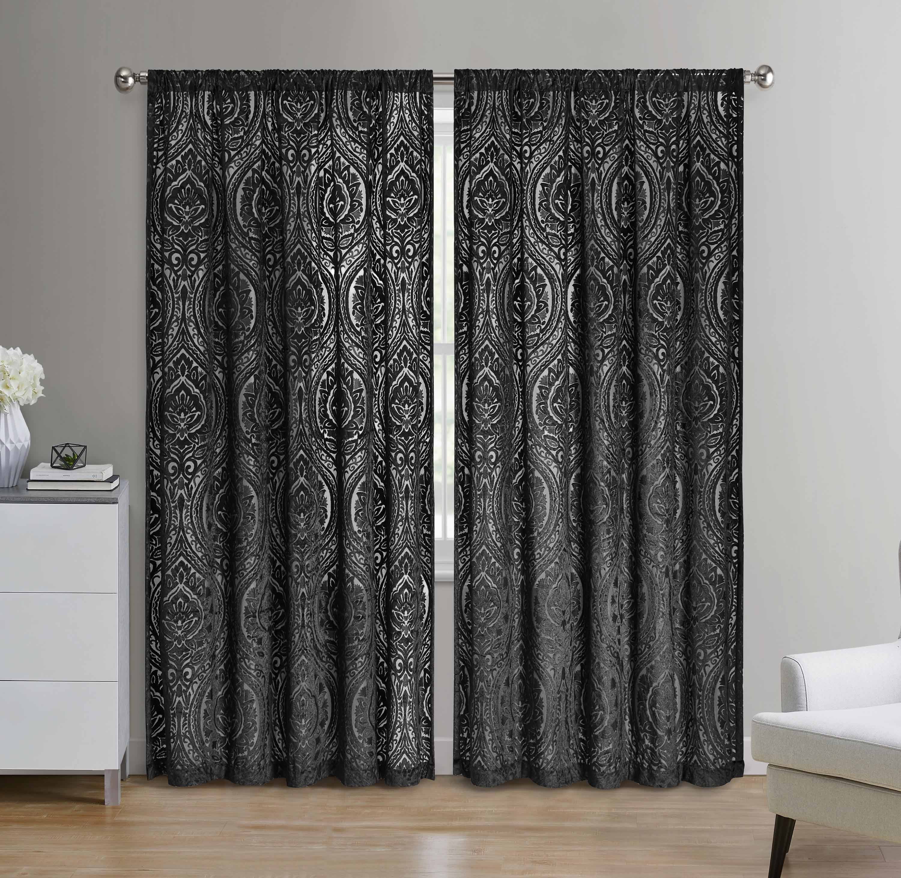 Details about   Black 84 inch Long Fire Rated/Treated Velvet Curtain Panel w/Rod Pocket Drape 