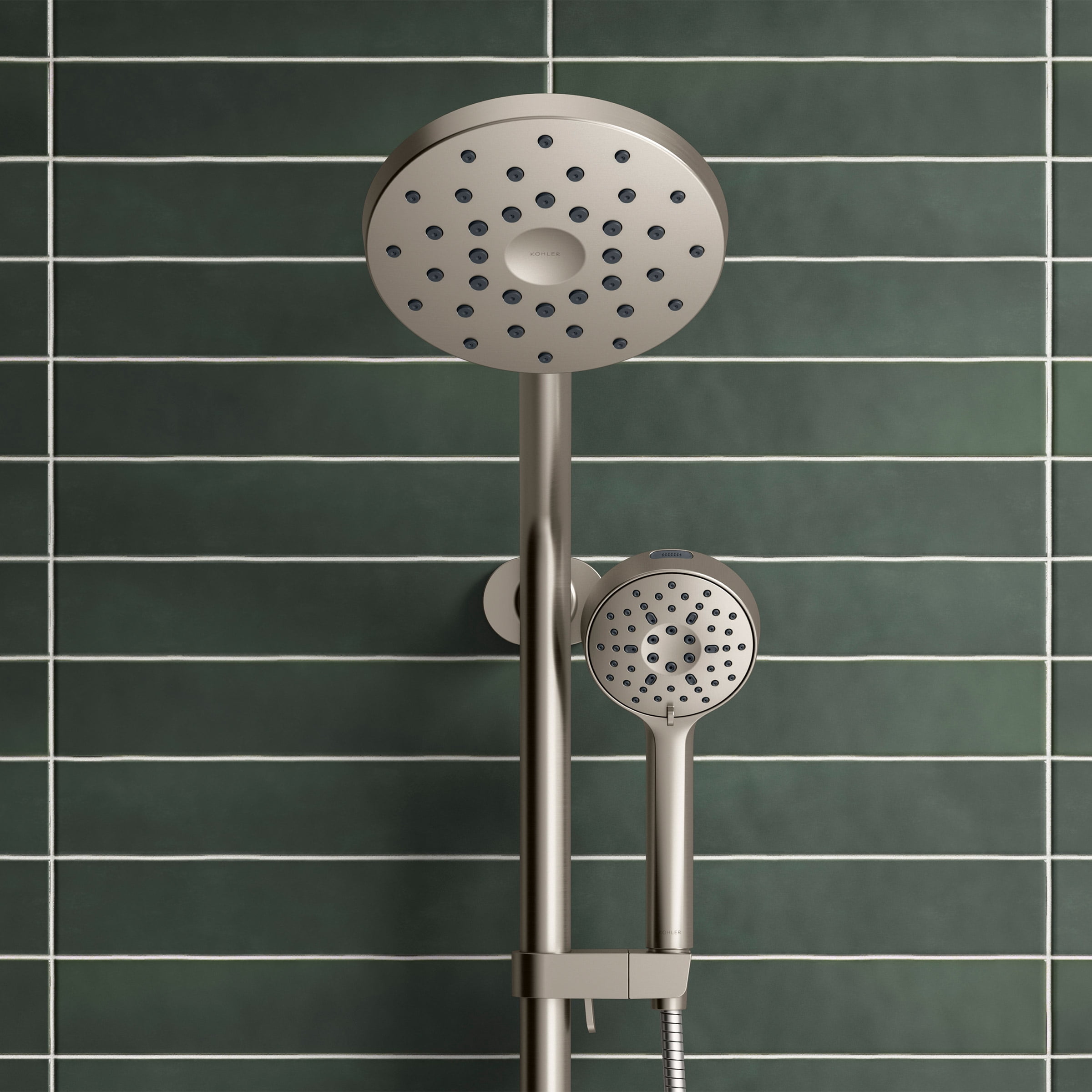 Kohler HydroRail 3-in-1 Multifunction Shower System, Brushed Nickel, with Handshower, Slidebar, 60" Hose, 5 Spray Functions, 1.75 GPM