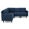 thumbnail image 2 of Noble House Contemporary Fabric Sectional Sofa, Dark Blue, 2 of 11