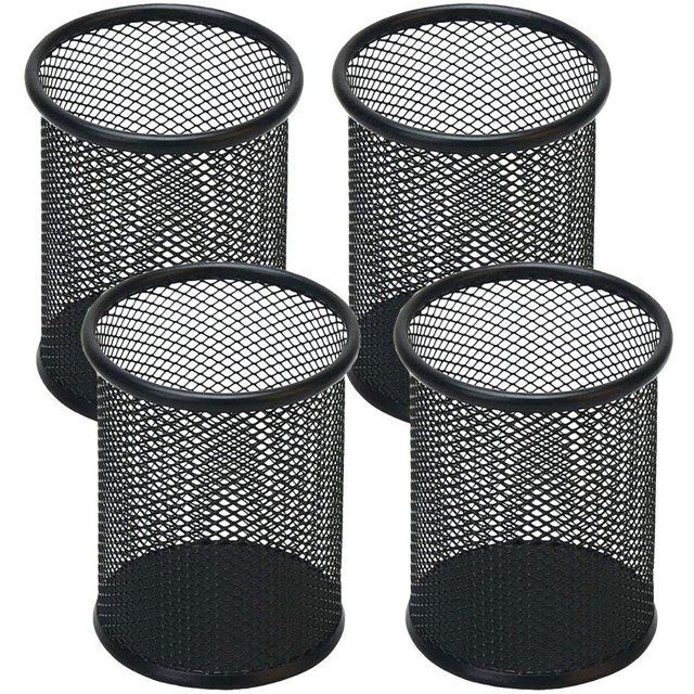 Portalápices Portalápices de malla Portalápices de metal para escritorio Organizador de bolígrafos de oficina Negro, paquete de 4 Xemadio WRMH-56