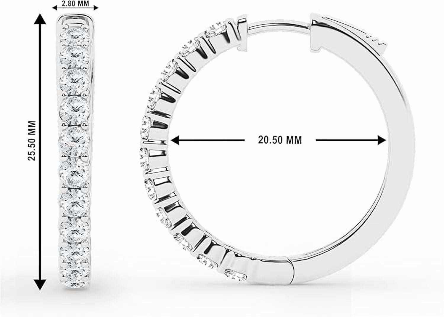 Unique Moments 2.0 Carat Round Single Row Lab Grown Diamond Hoop Earrings for Women in Sterling Silver (G+/SI)