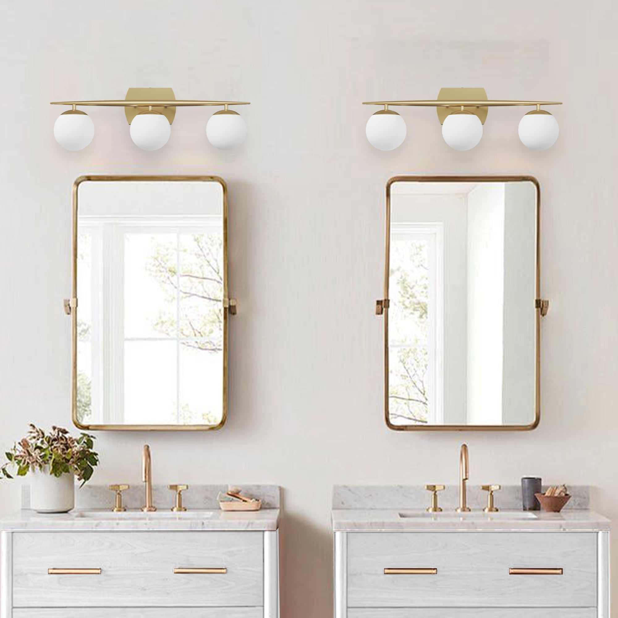 Black Vanity Lighting Fixtures, 4-Light 34.7 Inch Modern Bathroom Light with Milky White Frosted Glass Shades, Wall Lights for Bathroom, Bedroom, Living Room（G9 Bulb not Included）