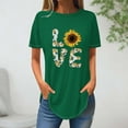 thumbnail image 2 of Tops de Verano de las Mujeres Suelto Ajuste Girasol Impresión Cuello Redondo Suelto 3/4 Manga Superior, Tops de Moda de las Mujeres, 2 of 3