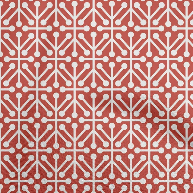 oneOone Cotton Silk Red Fabric Geometric Fabric For Sewing Printed Craft Fabric By The Yard 42 Inch Wide
