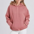 thumbnail image 6 of Womens Solid Color Fleece Hoodies Drawstring Sweatshirts with Pockets Winter Loose-Fit Long Sleeve Pullover, 6 of 6
