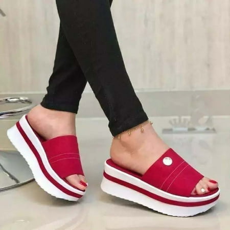 

Women s Casual Thick-Soled Fish Mouth Solid Color Sandals And Slippers