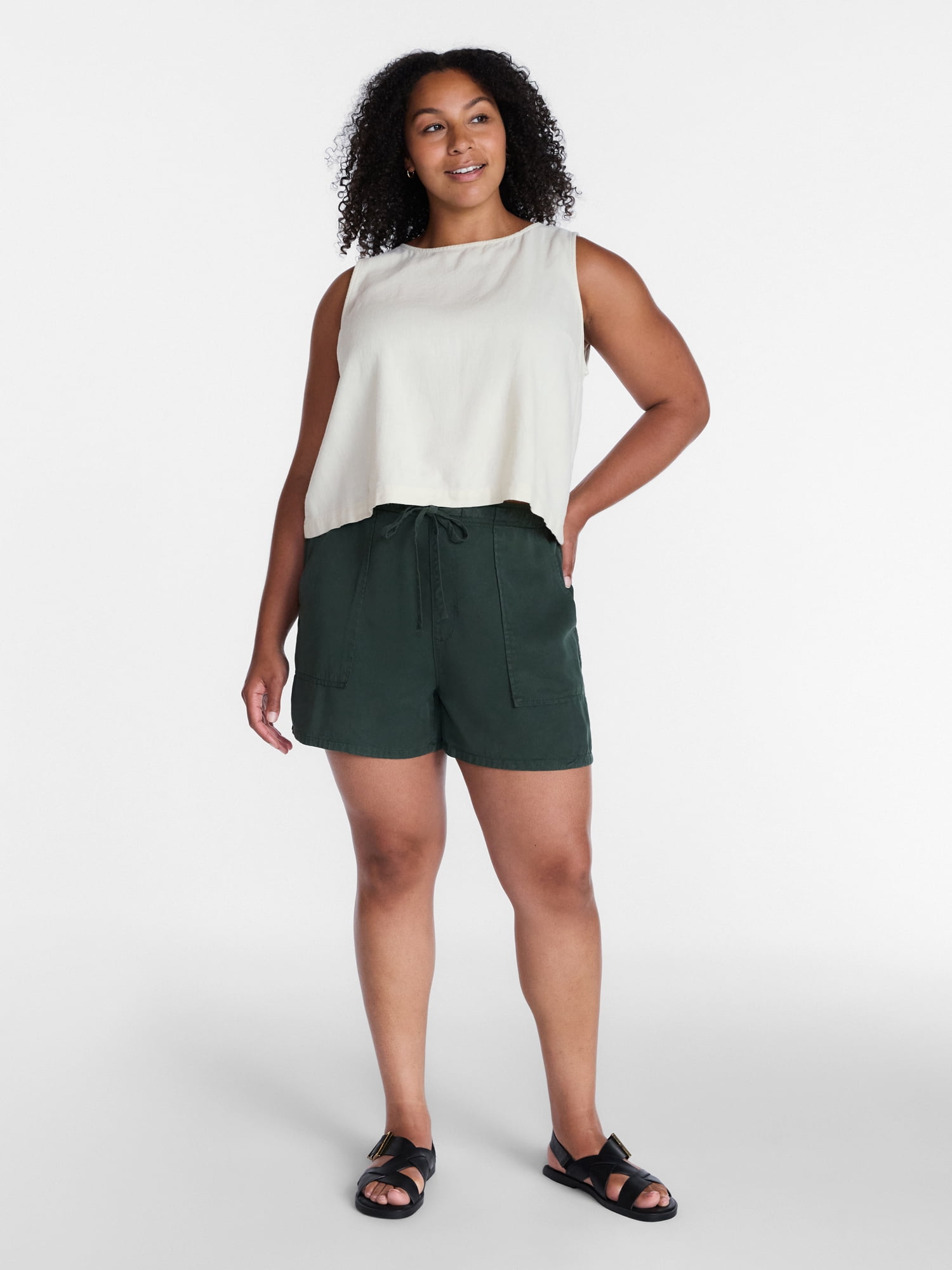 Time and Tru Women's Soft Utility Shorts, 4" Inseam, Sizes XS-XXXL