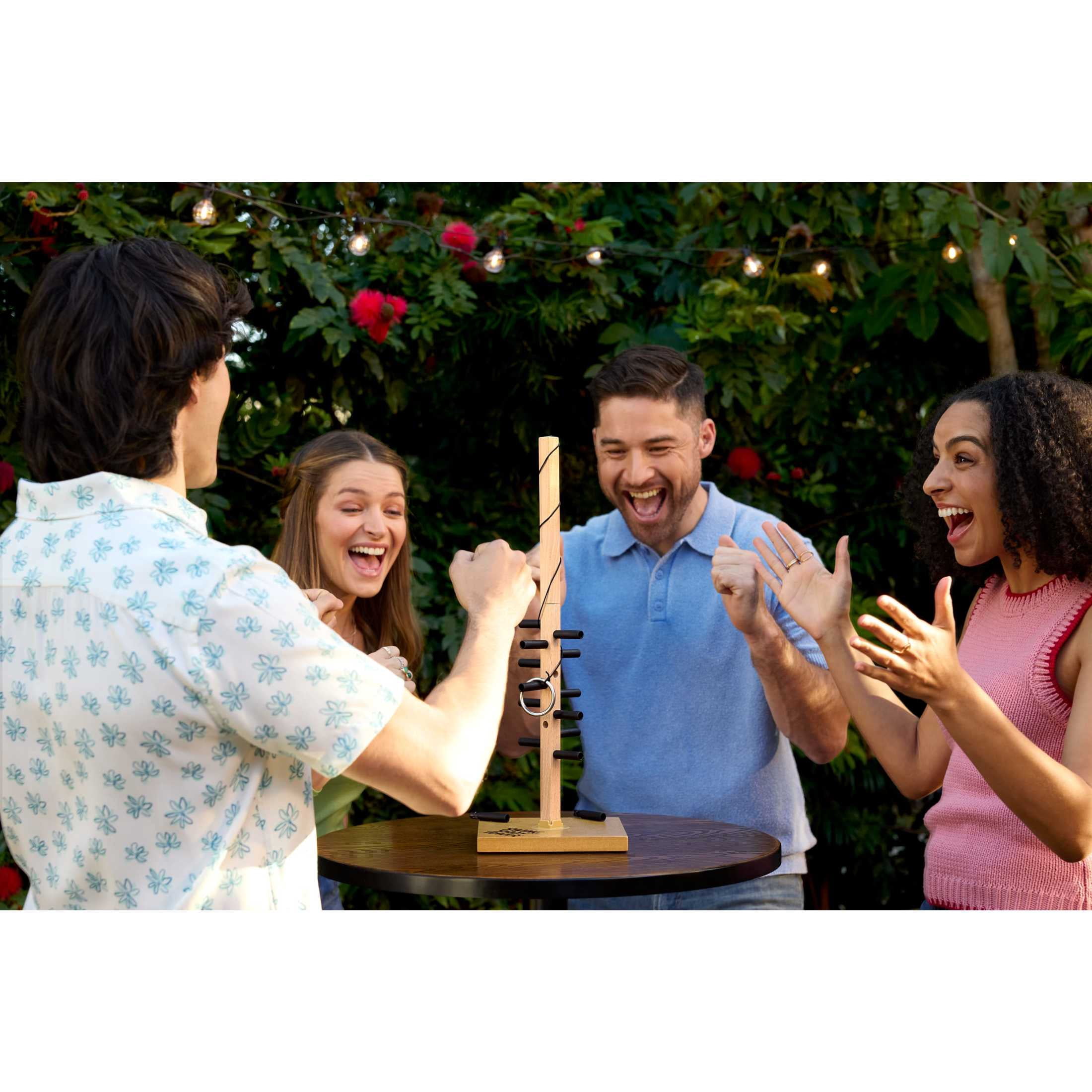 Swing Shot Tower Party Game for Kids, Adults & Families with Hook-and-Ring Play for 2-6 Players