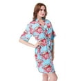 thumbnail image 3 of Mr & Mrs Right Women Short Floral Cotton Robe Bride Bridesmaid Getting Ready Cover up Gift,Lake Blue S, 3 of 4