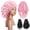 Pink/Pink, variant on Adjustable Shower Caps for Men Women Reusable Waterproof Satin Lining Large Shower Cap for Long Hair Braids Curly Hair (L,Black/Black)