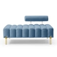 thumbnail image 3 of Jampooca Sherpa Upholstered Ottoman Modern Bench, Light Blue, 3 of 7