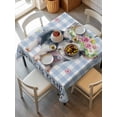 thumbnail image 6 of Spring Pig Table Cloth, Waterproof Tablecloth for Square Tables, Butterfly Botanical Floral Blue Plaid Reusable Washable Fabric Table Cover for Restaurant Kitchen Dining Tables 60"x60", 6 of 9