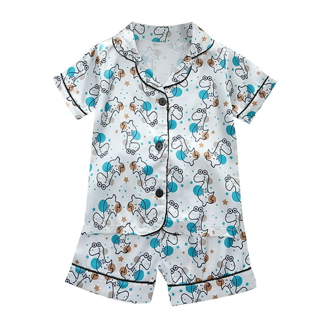 Icvfdpl Girls Summer Pajamas Baby Spring Cartoon Print Short Sleeve Outfits Clothes Pyjamas Loungewear Leisure 3-4 Years