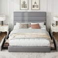 thumbnail image 3 of Amolife Queen Size Storage Platform Bed Frame with 4 Drawers & Upholstered Velvet Slat Headboard, Grey, 3 of 12