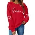 thumbnail image 2 of Womens Valentine's Day Sweatshirt Red "Love Never Fails" Heart Sleeve Crewneck, Romantic Cute Gift for Her, Long Sleeve Casual Shirt,Size XS, 2 of 7
