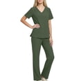 thumbnail image 6 of Women Scrubs Set Short Sleeve V-Neck Scrub Top and Straight Leg Scrub Pants with Pockets Medical Uniform Workwear, 6 of 6
