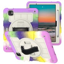 Rugged Case for iPad Air 11 Inch 2024 A2902/A2899/A2900, Heavy Duty Protection Case with Shoulder Strap   Pencil Holder   360° Rotating Hand Strap   Kickstand 3 In 1 Cover, Lavender