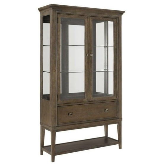 Beaumont Lane Mirrored Back Curio China Cabinet In Taupe