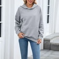 thumbnail image 2 of Lmnyox Hooded Sweatshirts for Women Solid Basic Long Sleeve Hoodies Casual Fashion Pullover Tops with Pocket, 2 of 7