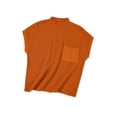 thumbnail image 2 of Women's Casual Ribbed Knit Short Sleeve Sweater with Patch Pocket - [ZhiHiMeRi] | (US 4-6)S,Gold Flame, 2 of 11