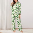 thumbnail image 2 of KLL Tulips Flowers Print Women's Long Sleeve Pajamas with Pants Sleepwear Loungewear 2 Set-Small, 2 of 7