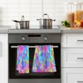thumbnail image 4 of Yayeee 2 Pack Hand Towels for Bathroom 100% Cotton 16" x 28" Soft Absorbent Kitchen Towel, Vibrant Geometric Pattern, 4 of 7