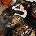 thumbnail image 5 of Feelyou Romantic Couple Tiger Twin Bedding Sets 7-Piece, 3D Jungle Animal Bedding Comforter Set, Valentines Day Rose Reversible Sheet Sets, Breathable Home Decor, 5 of 8
