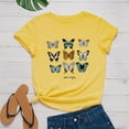 thumbnail image 2 of Brilliant Women Tops Women's Casual Loose Butterfly Print Round Neck Top T-Shirt clothes under $10.00, 2 of 3