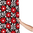 thumbnail image 3 of Shower Curtain, Red Floral Waterproof Fabric Plastic Shower Curtain, Drying Fast Bathroom Curtain with 9 Buttonholes, Ruffle Shower Curtain 60x72in, 3 of 8