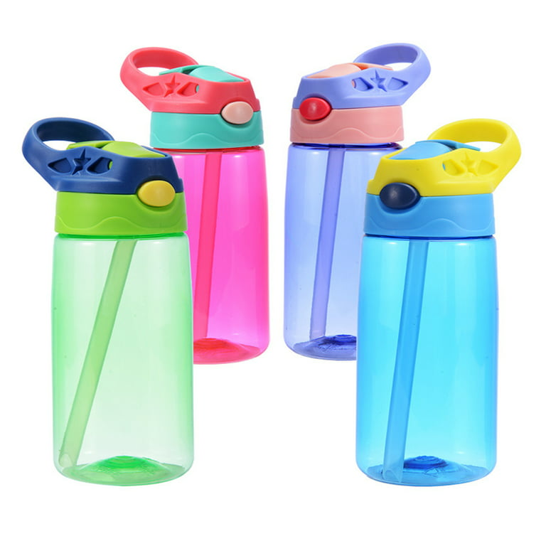 16.2oz Leak-Proof Kids Water Bottle with Straw Push Button