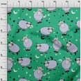 thumbnail image 3 of oneOone Cotton Flex Green Fabric Kids Sheep Quilting Supplies Print Sewing Fabric By The Yard 40 Inch Wide, 3 of 4