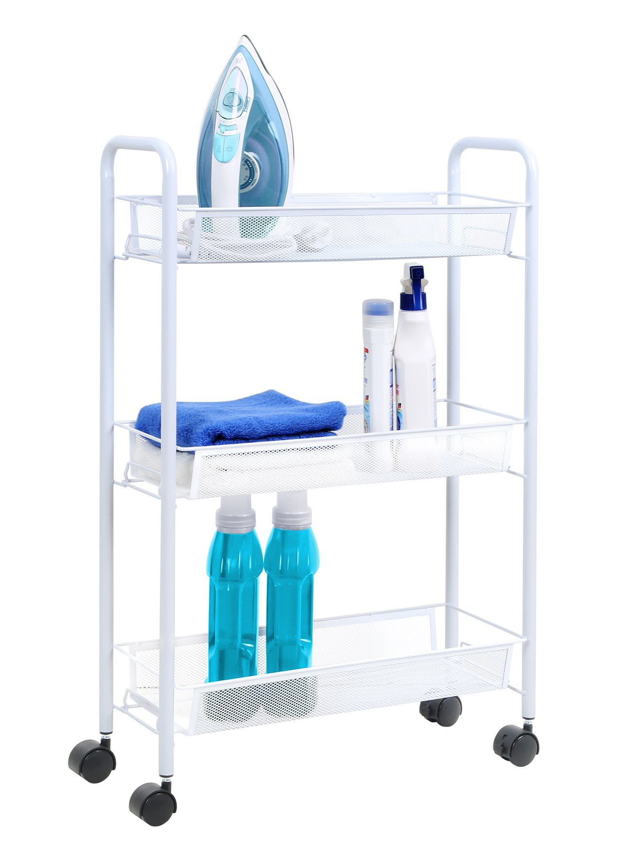 Tidy Living Slim Cart 3 Tier Shelf Multi Purpose Rolling Cart Slim