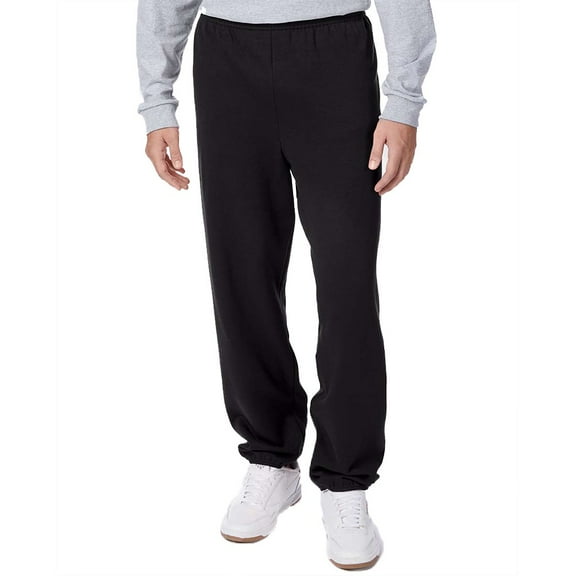 Hanes EcoSmart Men's Fleece Sweatpants, Comfortable, Soft Cotton Blend Lounge Pants, Black, S